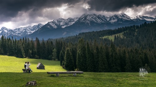 Panoramic View of the mighty Tatras as seen from Bukowina Tatrazanska -- near the Poland-Slovakia border.